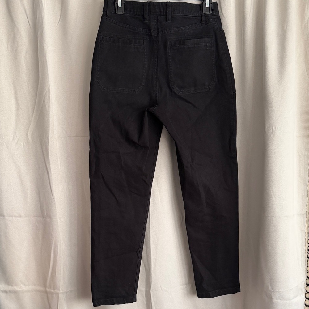 Wilfred Free Aritzia High Waist Button Fly Straight Leg Black Jeans Crop Size 4 - Picture 2 of 5